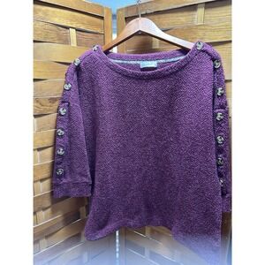 Tetralogy Top Purple Buttons Down The Sleeves Size XL